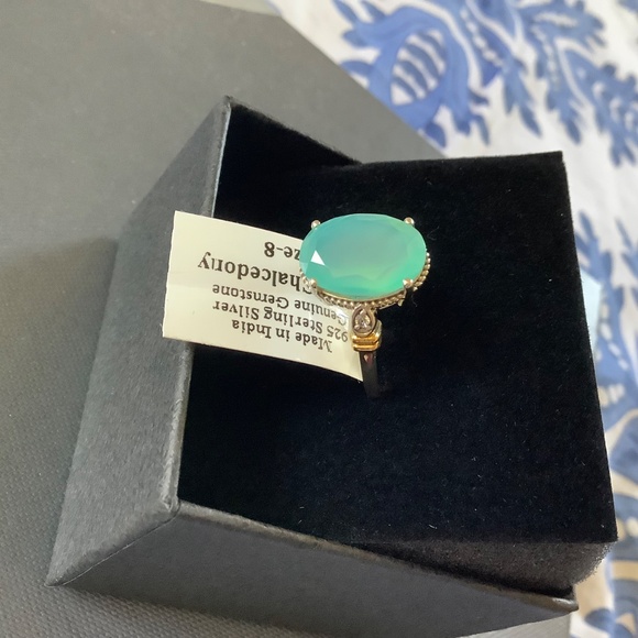 Sterling Silver Genuine Gemstone Aqua Chalcedony Ring Size-8 - Picture 8 of 16